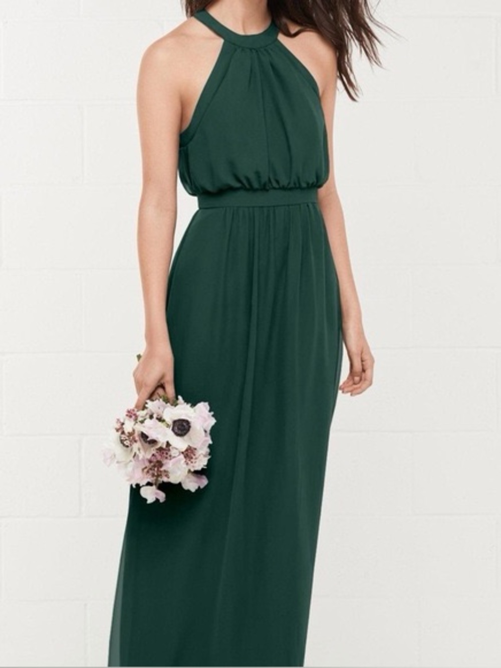 W Too by Watters bridesmaid dress dark green halter neck chiffon skirt NWT Sz 14